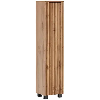 Midischrank WELLTIME "Trento, verschiedene Ausführungen und Farben", braun (mdf wotaneiche rille), B:30cm H:130cm T:27cm, MDF, Schränke, Midischrank, Badmöbel, Breite 30 cm, 1 Tür, Made in Germany