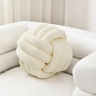 Weiches, Rundes Kissen In Kugelform – Handgefertigtes Knotenkissen – Kinderzimmerdekoration – Weicher Plüschstoff, 30 Cm