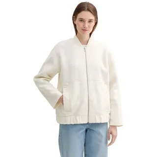 Tom Tailor Denim Damen 1043678 Loose Fit Bomber Blazer-Jacke, 35880-Light Creme Beige Boucle, 44