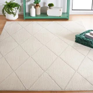 Safavieh Zeitgenössische Teppich für Wohnzimmer, Esszimmer, Schlafzimmer - Revive Collection, Kurzer Flor, Elfenbein, 200 x 200 cm
