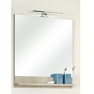 Pelipal Badezimmer-Spiegelpaneel Quickset 350 in Pinie Ida Hell/ Weiß Glanz, 60 cm breit | Spiegel mit Holz-Rahmen und Ablage
