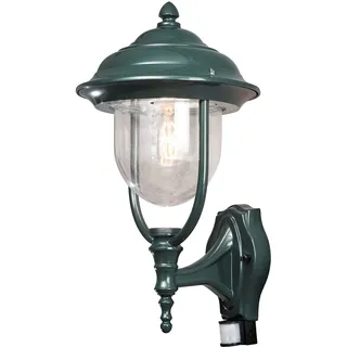 Konstsmide Außenwandleuchte Aluminium 49,0 cm mit Bewegungsmelder Grün, klares Glas