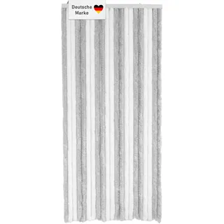 Flauschvorhang 90x200cm hellgrau-weiß, Fliegenschutz, Türvorhang Wohnwagen