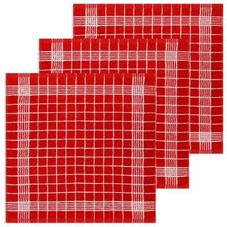 Kracht Geschirrtuch Trockenperle, (Set, 3-tlg., 3-teilig), 3er Pack Frottee Küchenhandtücher (3 Stück) ca.50x50cm 100% Baumwolle rot