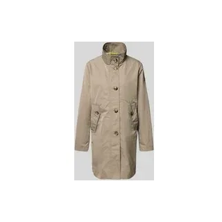 Mantel mit Stehkragen und Knopfleiste, Beige, 42