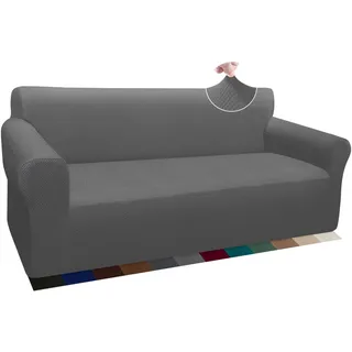 Granbest Thick Sofabezug Stylish Pattern Sofaüberzug für Sofa Stretch Elastische Jacquard Sofahusse Couchhusse mit Armlehne für Wohnzimmer Anti-Rutsch (3 Sitzer, Hellgrau)
