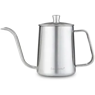 LuxusKollektion Kaffeekanne Kaffeekanne Schwanenhals Edelstahl Handtropfkessel Silber 600 ml silberfarben