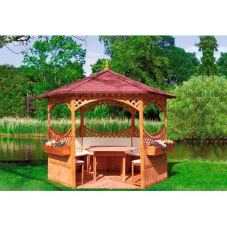 Promadino Garten-Essgruppe PROMADINO, braun, B:132cm H:72cm T:116cm, Massivholz, Sitzmöbel-Sets, für Pavillon Palma, BxTxH: 132x116x72 cm