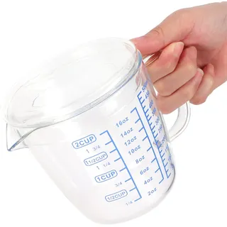 Nikou Hitzebeständiger Glas Messbecher, Milchwaage, Messbecher Mit Deckel, Eingedickter Messbecher MilchwaageGlasmessbecher Küchenutensilien(500ML)