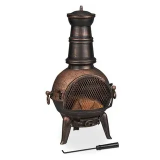 Relaxdays Terrassenofen Ø 38 cm Bronze
