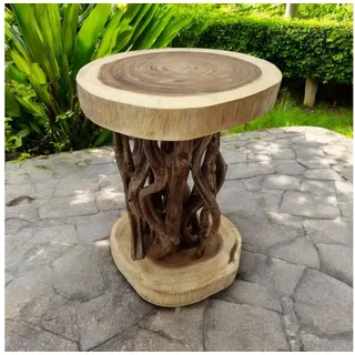 Kinaree Beistelltisch Suar Holz Beistelltisch KONA, Akazie Baumscheibe, Lianen, Naturprodukt, Unikate