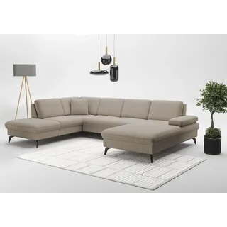 sit&more Wohnlandschaft SIT & MORE "Morris Jubi U-Form, B: 300 cm", grau (taupe), B:300cm H:83cm T:202cm, 95% Polyester, 5% Polyamid, Sofas, Wohnlandschaft, mit Armteilfunktion & 1 Zierkissen, optional Bettfunktion
