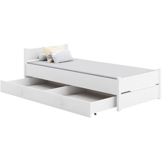 Home Collective Gästebett 90x200 cm Bett mit Schublade & Lattenrost in weiß 200 x 90 MDF-Holz weiß