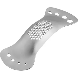 Tala Knoblauchpresse aus Edelstahl mit Kräuterzupfer – mühelose Knoblauchzerkleinerung, ergonomischer Griff, leicht zu reinigen, spülmaschinengeeignet, Metallic Silber