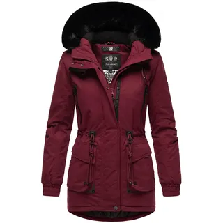 Navahoo Damen Winterjacke Wintermantel Baumwoll-Parka mit abnehmbarem Kunstfell Olessaa Bordeaux Gr. XS - XS