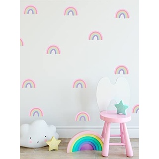 24 pastellfarbene Regenbogen-Wandaufkleber für Kinderzimmer, abnehmbare Wandkunst