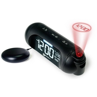 Geemarc Wake 'N' Shake Spot - Projektionswecker mit 95dB lautem Alarm, Vibrationskissen und Wiederholungsklingel für Langschläfer und Taube - USB-Ladegerät - Version DE