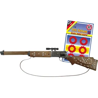 Western-Requisite Silberbüchse 77 cm mit 144 Ringamorces für Erwachsene