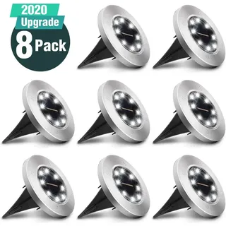 8er-pack Solarlampen Für Den Außenbereich, Solarleuchte Für Den Bodengarten, Wasserdichte Ip65-beleuchtung, 8 Kaltweiße Leds 6000 K, Solarlampe, Einbaustrahler Für Weg, Terrasse, Innenhof, Auffahrt [e