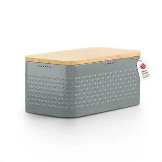LARS NYSØM Brotkasten Glæde, (1-tlg), Brotkasten mit Schneidebrett-Deckel aus Bambus Ø 18.5 cm x 18.5 cm x 15.8 cm