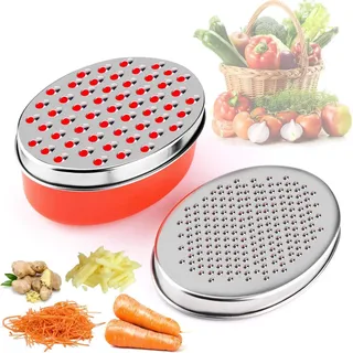 Käsereibe Mit Auffangbehälter Und Deckel, Gemüse- Und Obstzerkleinerer (rot)