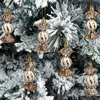 KODMNSW 6 Stück Weihnachten Süßigkeiten Dekorationen Bonbongläser Weihnachtsbaum Glitter Hängende Dekorationen, Kunststoff Pfefferminz Weihnachtskugel (Beige)