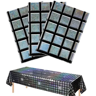 UYVPAER 3 Stück Disco Party Tischläufer, 200×100Cm Glitter Paillette Tischläufer Silber Glitter Table Runner Retro Tischläufer Vintage Tischdeko Für 70Er 80Er Jahre Disco Party Tanzparty