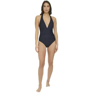 Tommy Hilfiger Damen-Badeanzug, Stretch, Bauchkontrolle, Neckholder, einteiliger Badeanzug, Mitternacht/Ausflug, einfarbig (Midnight//Getaway Solids), 16 - 44