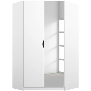 Rauch Möbel Alvara Eckschrank Kleiderschrank Schrank in Weiß mit Spiegel 2-türig inklusive Zubehörpaket Basic 2 Kleiderstangen, 5 Einlegeböden BxHxT 117x197x104 cm