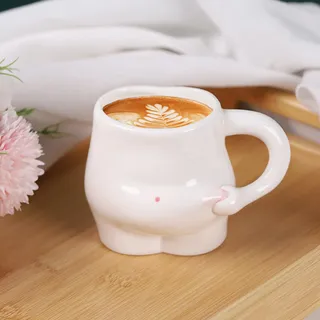 Imtrub Handgefertigte Keramikbecher | Niedliche Keramiktasse mit Griffen | Fat Belly Mug | Milk Mug | Ceramic Mugs | Water Mug | Geschenk für Muttertag, Vatertag, Halloween, Valentinstag
