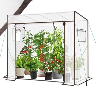 Sekey Gewächshaus Tomatengewächshaus 200x170x77 cm, Begehbarers Tomaten Gewächshaus Foliengewächshaus Balkon Outdoor - Stabil, Winterfest, UV-Beständig, Weiß (Weiß(L))