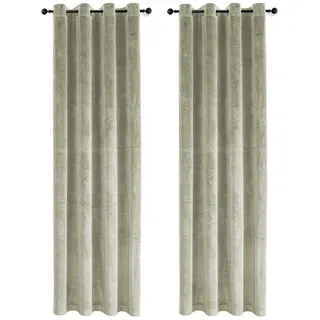 Haus und Deko Gardine Vorhang 2er Set Ösen Verdunkelung 140x245 cm Samt weich blickdicht (2 St), Ösen, Polyester beige