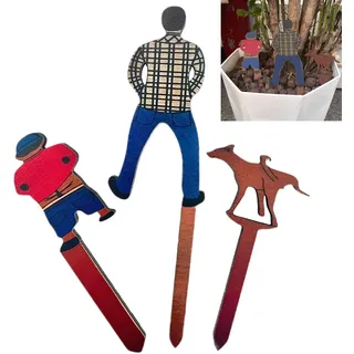 Smaoqingji Gartenstecker aus Holz Gartendeko - 3 Teiliges Set, Gelb, Lustige Pflanzenmarker für den Garten, Anwendbar auf Innenbereich Außenbereich Topfpflanze, Setzlinge, Gemüse, Blumen Vieles Mehr