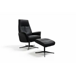 KAWOLA Relaxsessel JOSIANE Polyester 78 x 107 x 78 cm schwarz mit Hocker