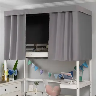FANSU Volltonfarbe Etagenbett Vorhang, Bettvorhang Hochbett Etagenbett Blackout Staubdicht Privatsphäre Bett Vorhang Vorhänge Moskitonetz für Schlafzimmer Kinderzimmer (Grau,2x1.2m-2pc)
