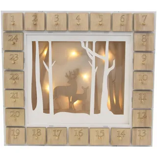 Weihnachts-Adventskalender "Wald" aus Holz 7 LED Batterie Timer Weihnachten Holz-Kalender Zimmer-Deko Xmas-Deko Fenster-Deko Weihnachts-Deko