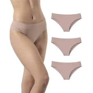 Risalti Brazilian Slip Unterwäsche Frauen Microfaser 3 Stück - String Tanga Set, Damen Unterhosen, Nahtlose Slips, Weicher als Tanga Baumwolle - Made in Italy - L-XL