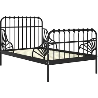 vidaXL Ausziehbett Einzelbett Tagesbett Metallbett Bett Bettrahmen Bettgestell Schlafzimmerbett Schlafzimmermöbel Schwarz Metall 80x130/200cm