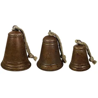 zeitzone Glocken-Set Zink Rostig Weihnachtsglocke 3 Stück Weihnachtsdeko
