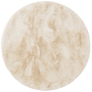 Fellteppich Dave, benuta, rund, Höhe: 21 mm, Kunstfaser, Berber, Ethno-Style, Wohnzimmer weiß