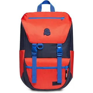 Invicta JOLLY X Praktischer Rucksack, aus nachhaltigem Stoff für, für Freizeit, Ausflüge, Uni, Büro; Laptopfach bis 15,6'' Unisex; Tagesrucksackfür Damen & Herren; Italienisches Design, blau/rot