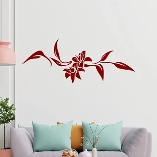 Blumen - Linien Wandtattoo in 6 Größen - Wandaufkleber Wall Sticker - Dekoration, Küche, Wohnzimmer, Schlafzimmer, Badezimmer