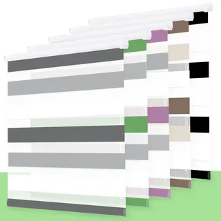 Rollo, Rollos für Fenster Doppelrollo ohne Bohren, Doppelrollo Klemmfix ohne Bohren, Rollo ohne Bohren, Doppelrollo ohne Bohren, für Fenster und Türen Weiß-Grau-Anthrazit 75 x 130cm
