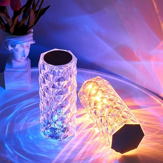 LED Tischlampe aus Kristall,2 Crystal Diamond Lamp,Kristall Lampe,Acryl Diamant Nachttischlampe [16 Farben & 4 Modi ] Mit Fernbedienung,RGB Farbwechsel Nachtlicht,USB Aufladbar Acryl Tischleuchte