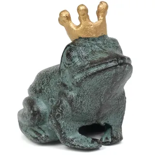 Moritz Deko Figur Frosch grün Garten Froschkönig Krone Märchen Schlüsselversteck für draußen Gußeisen Gartendeko Dekoration wetterfest