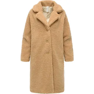 Ragwear Damen, eleganter Teddy-Fleecemantel warme lange Übergangsjacke Tedyco YOUMODO Camel Gr. M - M