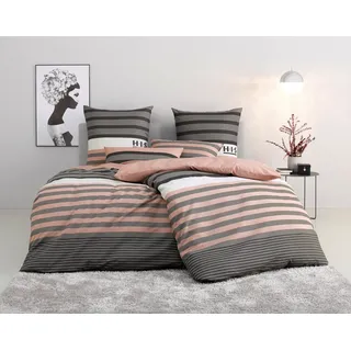 OTTO home Bettwäsche Majoran in 135x200, 155x220 cm u.a. Bettwäsche-Set mit Streifen, Polycotton recycelt, 2 teilig, gestreifte Bettwäsche in 4 Qualitäten, Marke H.I.S by OTTO home beige