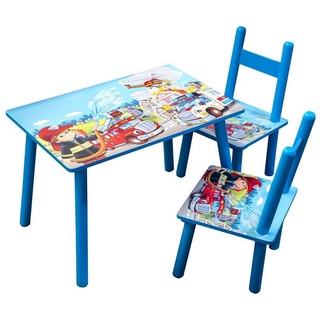 HTI-Line Kindersitzgruppe Kindertischgruppe Feuerwehr, (Set, 3-tlg., 1 Tisch, 2 Stühle), Kindertisch Kinderstuhl Kindermöbel blau