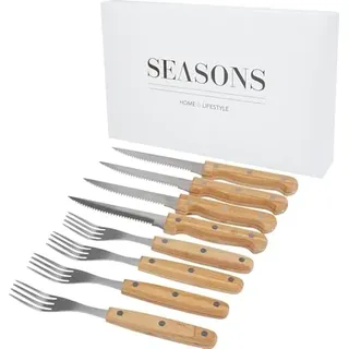 noTrash2003 4er Set Rustikales Steakmesser Steakgabel Steakbesteck Steakset Besteckset mit Holzgriffen und Edelstahlklingen Nachhaltig in Geschenkbox