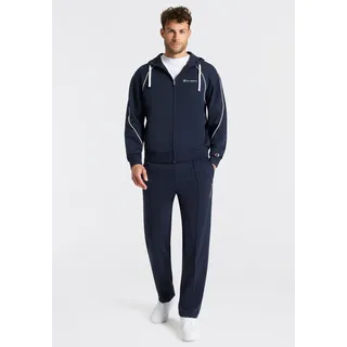 Champion Jogginganzug CHAMPION "Terry Hooded Full Zip Sweatshirt", Herren, Gr. L, blau (nny, nny, nny, wht), Obermaterial: 55% Baumwolle, 45% Polyester, Sportanzüge Jogginganzug, zweiteiliges Set, mit Kapuze, aus Baumwolle und Polyester
